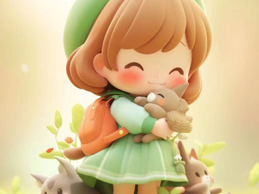 女孩和小动物
