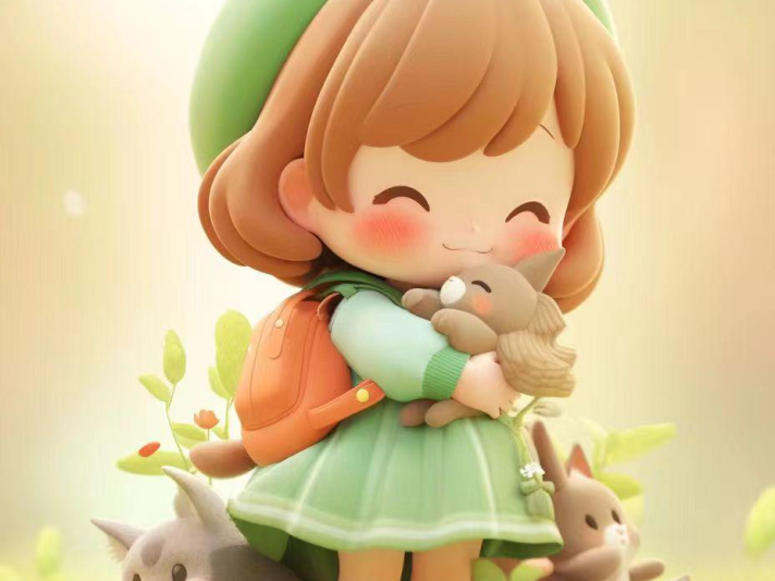 女孩和小动物